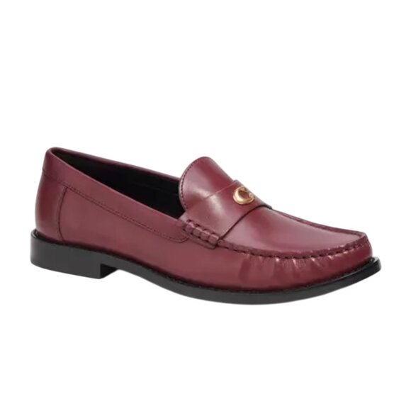 Coach Womens Jolene Scultped "C" Burgundy Leather Moc Loafers Size 8.5 Slip On - Picture 1 of 10
